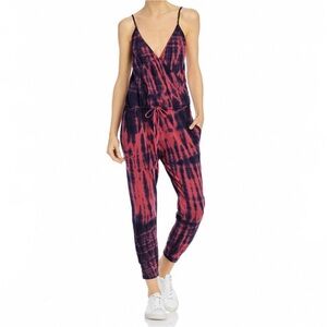 Sundry Red and Blue Tie-Dye Jumpsuit